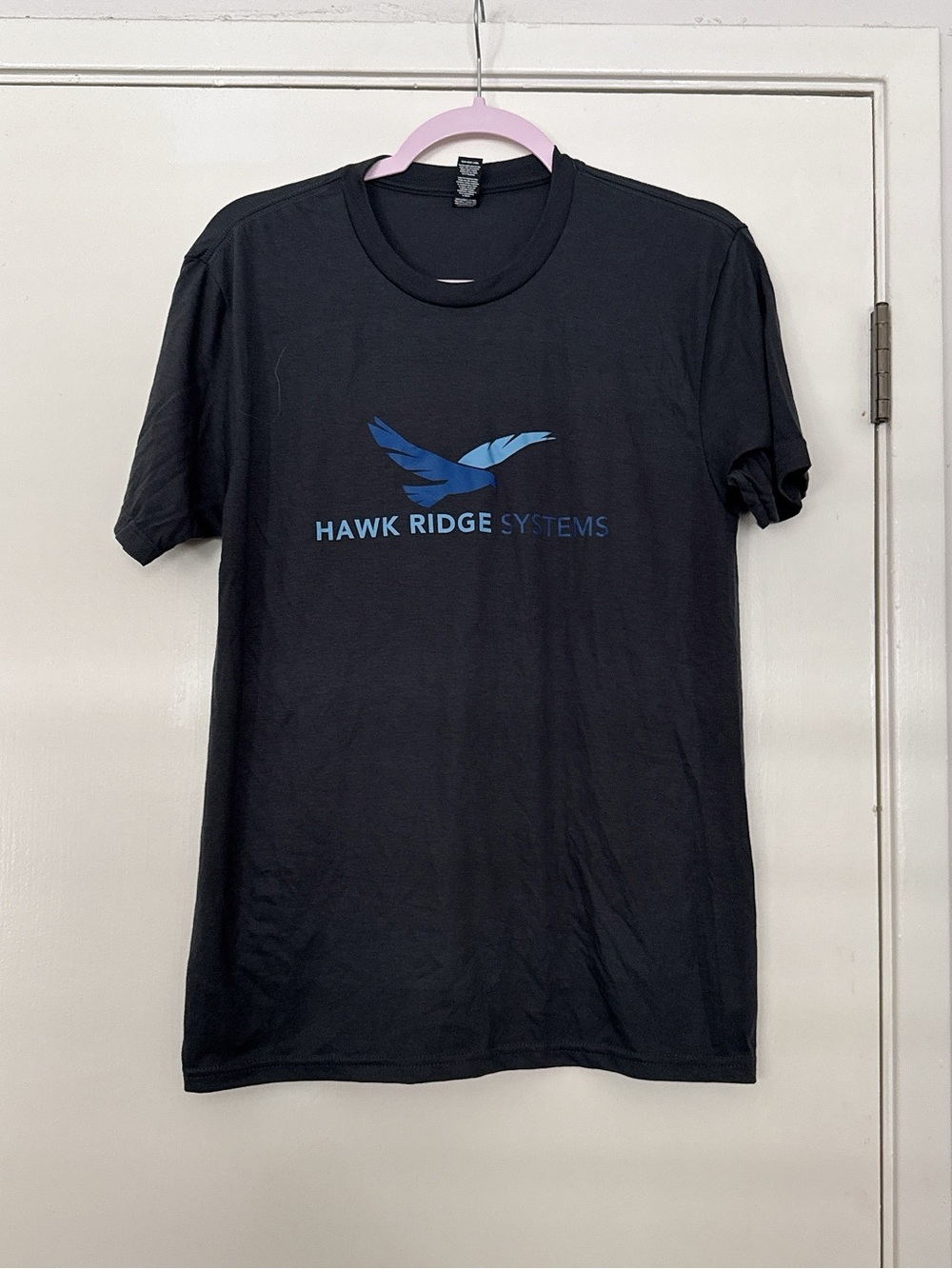 District Black Tee with Blue Hawk Ridge Logo